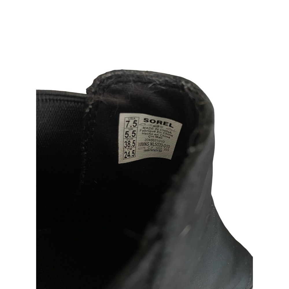 SOREL Evie II Wedge Chelsea Boot Black Leather Suede Waterproof 7.5 - Picture 10 of 10